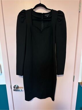Slim Puff-Sleeve Black Dress by Katakomb Medium